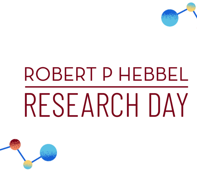 Decorative banner with text: Robert P Hebbel Research Day